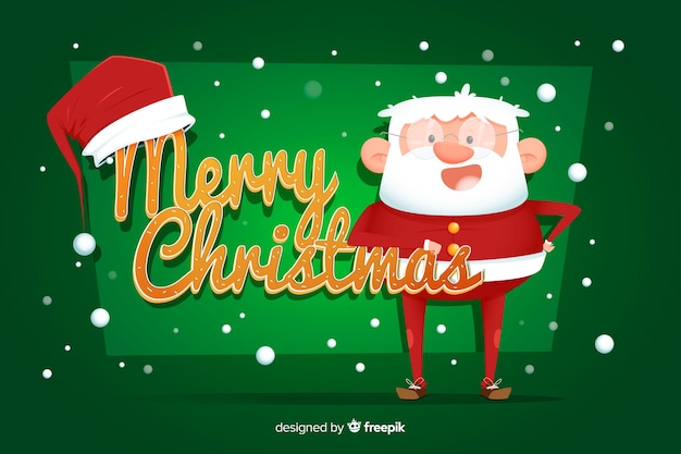 Vector gratuito plano fondo de navidad con santa claus