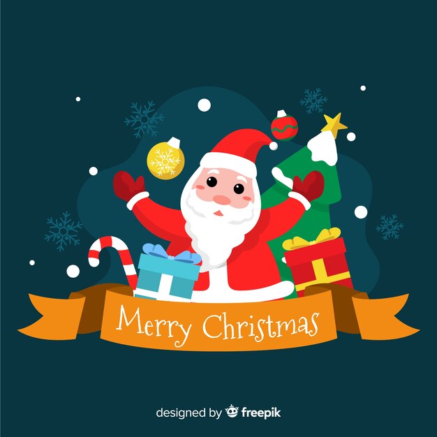Plano fondo de navidad con santa claus