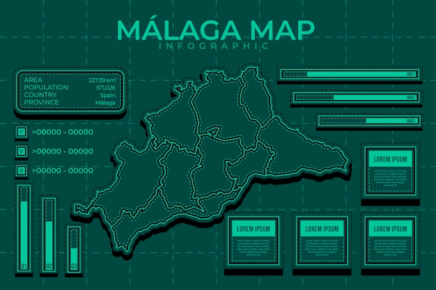 Vector gratuito plano lineal málaga mapa