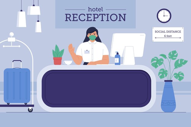 Plano orgánico nuevo normal en hoteles ilustración.