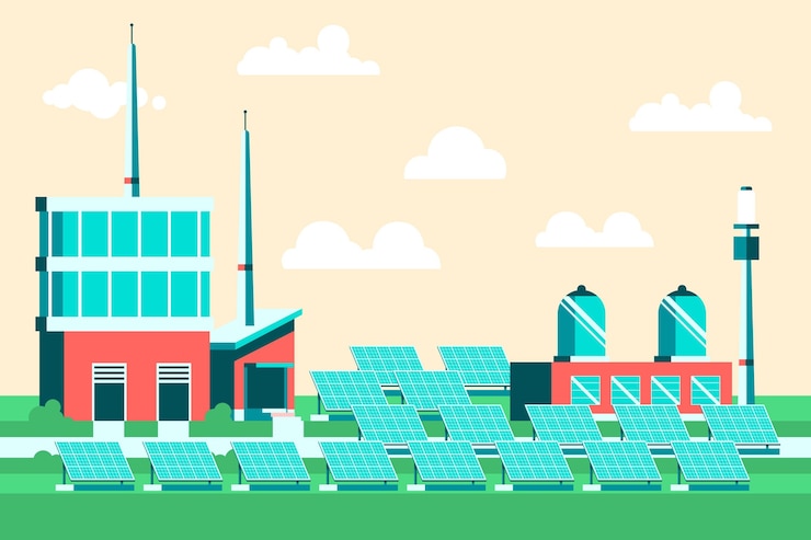 Vector gratuito planta de energía de diseño plano