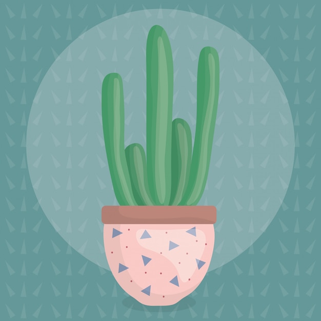 Vector gratuito planta exótica de cactus en maceta de cerámica.