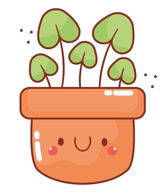 Vector gratuito planta de naranja en maceta de kawaii