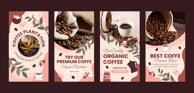 Plantación de café de textura historias de instagram