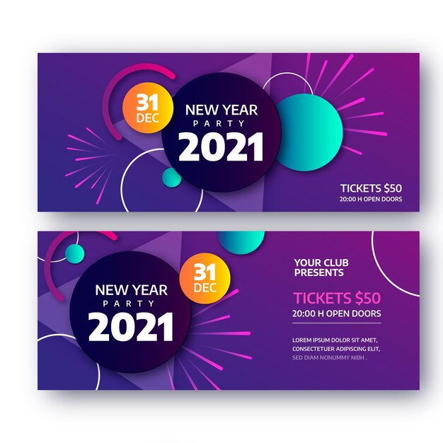 Plantilla abstracta de banners de fiesta de año nuevo 2021
