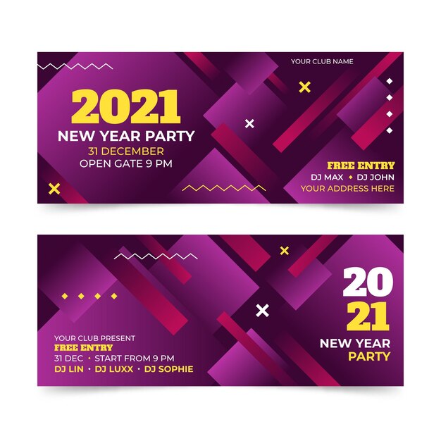 Plantilla abstracta de banners de fiesta de año nuevo 2021