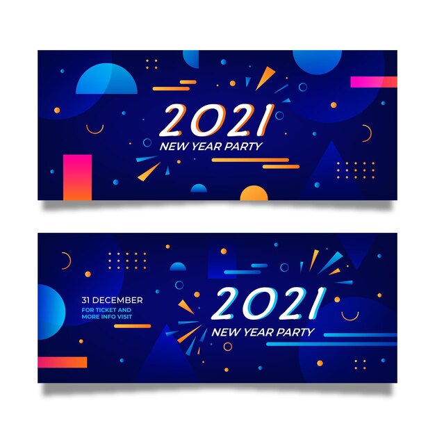 Plantilla abstracta de banners de fiesta de año nuevo 2021
