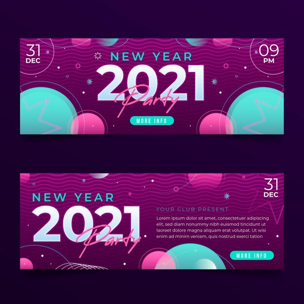 Plantilla abstracta de banners de fiesta de año nuevo 2021