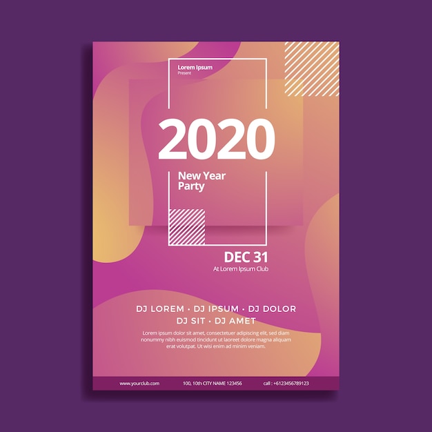 Plantilla abstracta cartel de fiesta de año nuevo 2020
