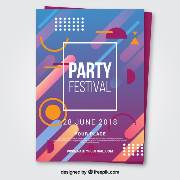 Plantilla abstracta de póster de fiesta con diseño geométrico
