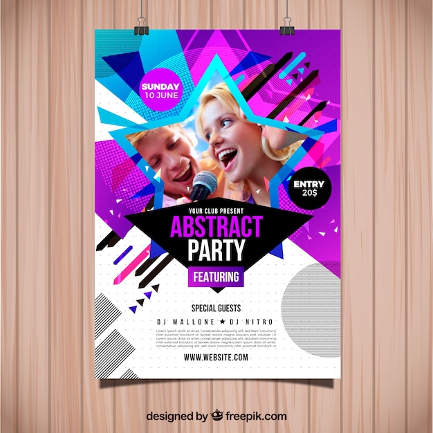 Plantilla abstracta de póster de fiesta con foto