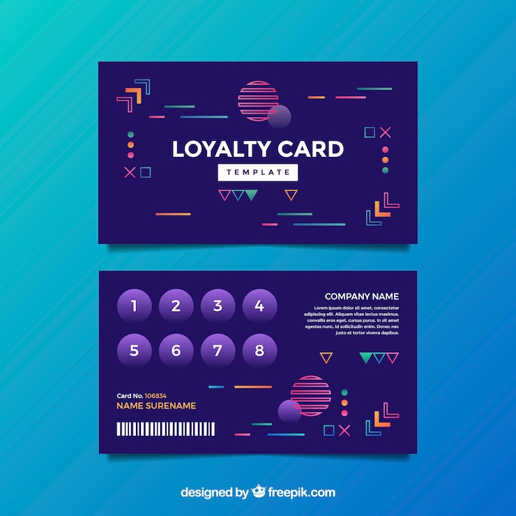 Vector gratuito plantilla abstracta de tarjeta de cliente con estilo colorido