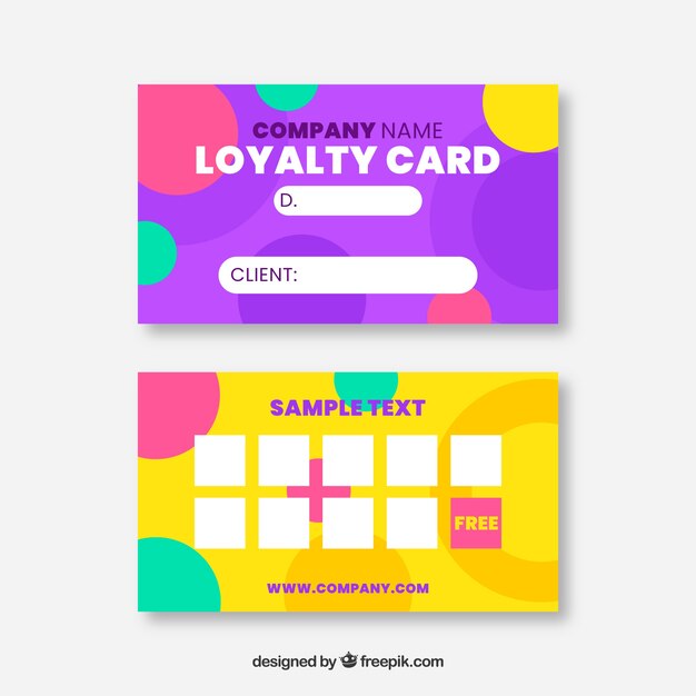 Plantilla abstracta de tarjeta de cliente con estilo colorido