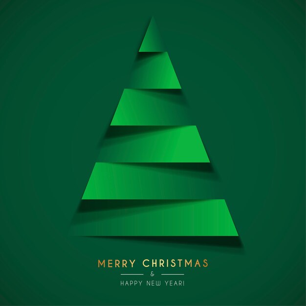 Plantilla abstracta de la tarjeta de Navidad con el árbol de navidad de Papercut