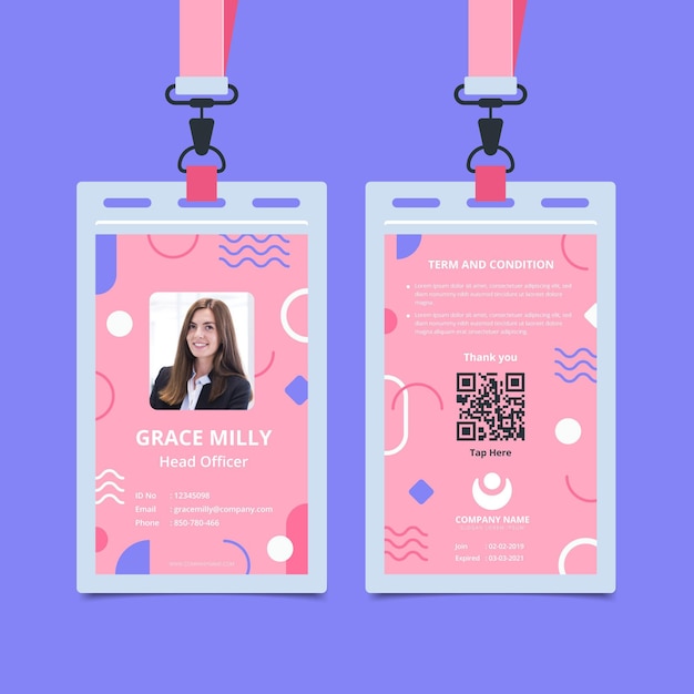 Plantilla abstracta para tarjetas de identificación con foto