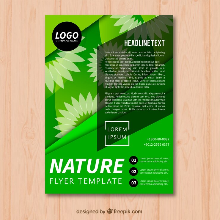 Vector gratuito plantilla adorable de folleto de naturaleza con estilo moderno