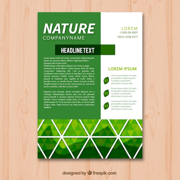 Vector gratuito plantilla adorable de folleto de naturaleza con estilo moderno