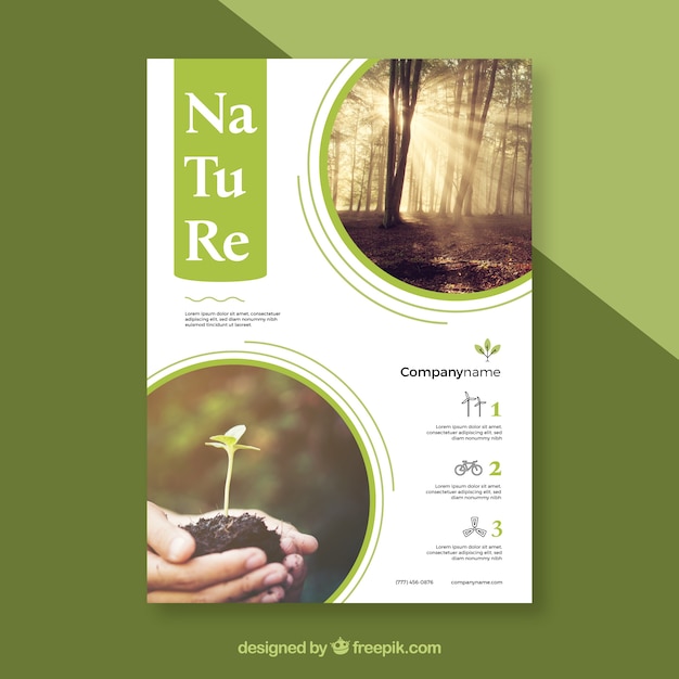 Vector gratuito plantilla adorable de folleto de naturaleza con estilo moderno