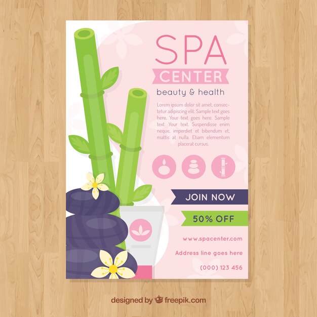 Plantilla adorable de folleto de spa