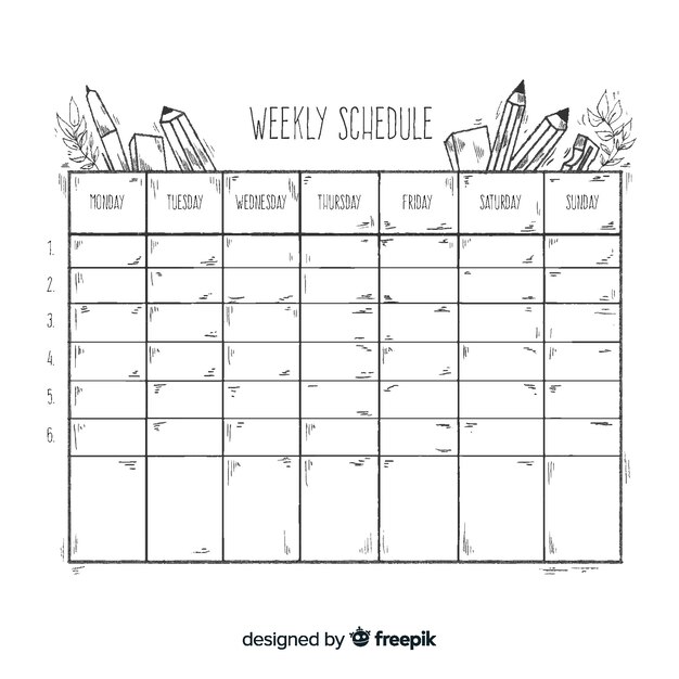 Plantilla adorable de horario semanal de colegio