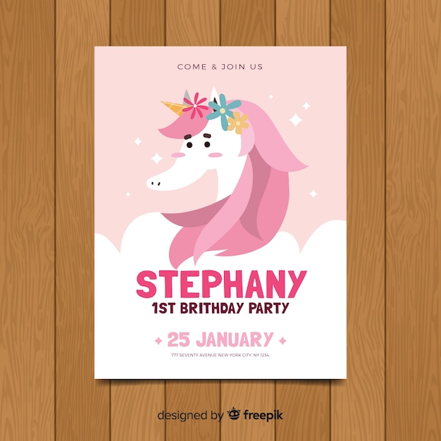 Plantilla adorable de invitación de primer cumpleaños