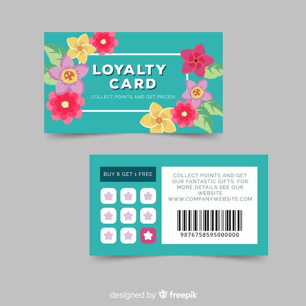 Plantilla adorable de tarjeta de cliente con estilo floral