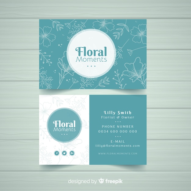 Plantilla adorable de tarjeta de visita con diseño floral