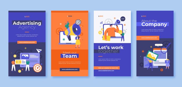 Plantilla de agencia de publicidad de diseño plano
