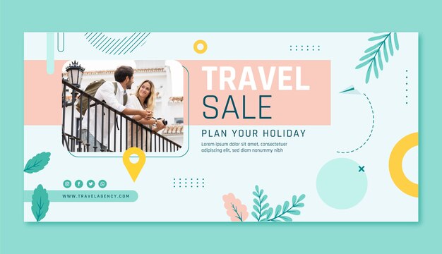 Vector gratuito plantilla de agencia de viajes de diseño plano