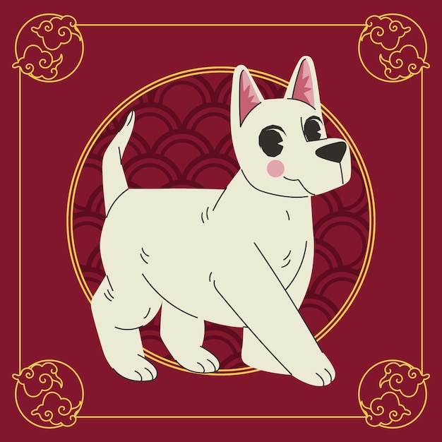 Plantilla animal del zodiaco chino dibujada a mano