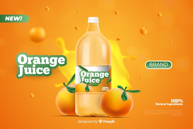 Vector gratuito plantilla de anuncio para jugo natural