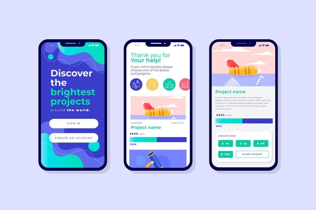 Plantilla de aplicación creativa de crowdfunding