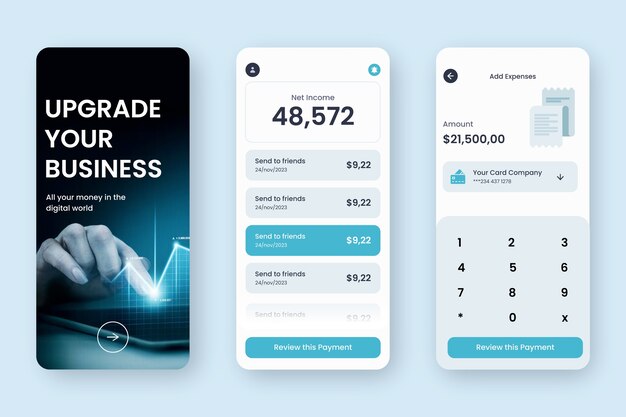 plantilla de aplicación de criptomonedas de diseño plano