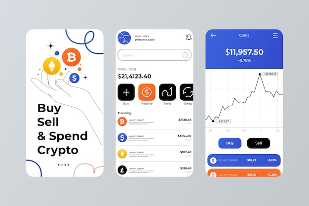 plantilla de aplicación de criptomonedas en gradiente