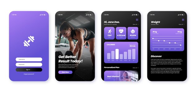 plantilla de la aplicación de fitness Gradient