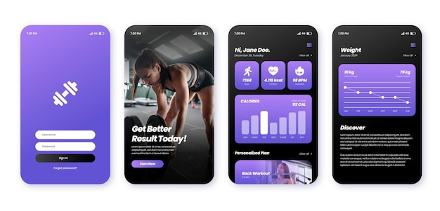 plantilla de la aplicación de fitness Gradient