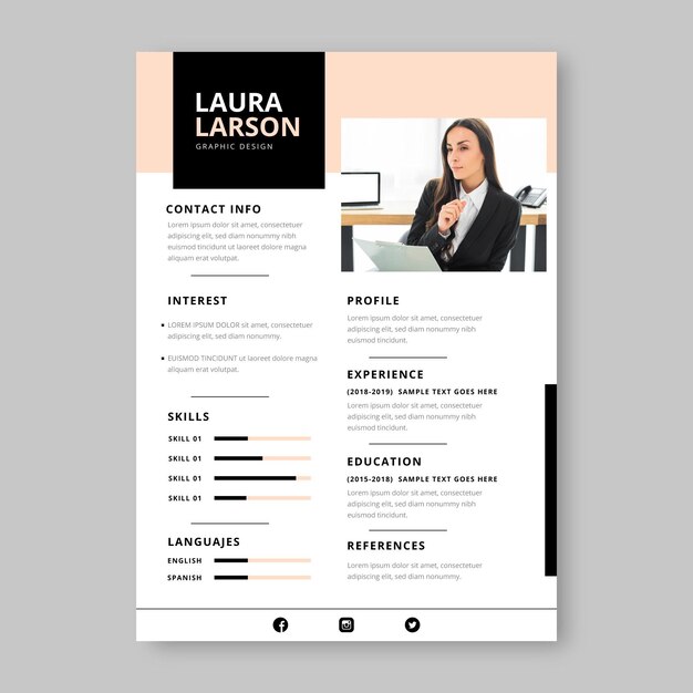 Plantilla de aplicación minimalista con foto.