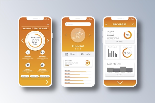 Plantilla de aplicación de teléfono inteligente Workout tracker