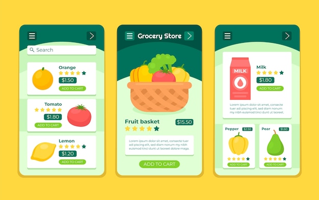 Plantilla de aplicación de tienda de comestibles en línea