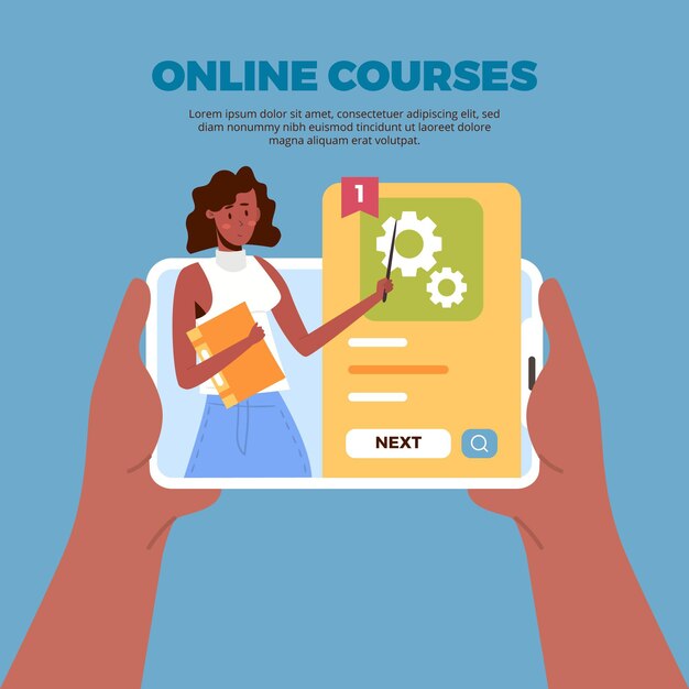 Plantilla de aprendizaje en línea con cursos