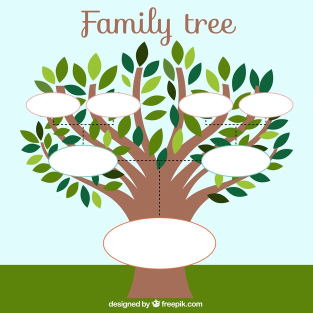 Plantilla de árbol genealógico con hojas 