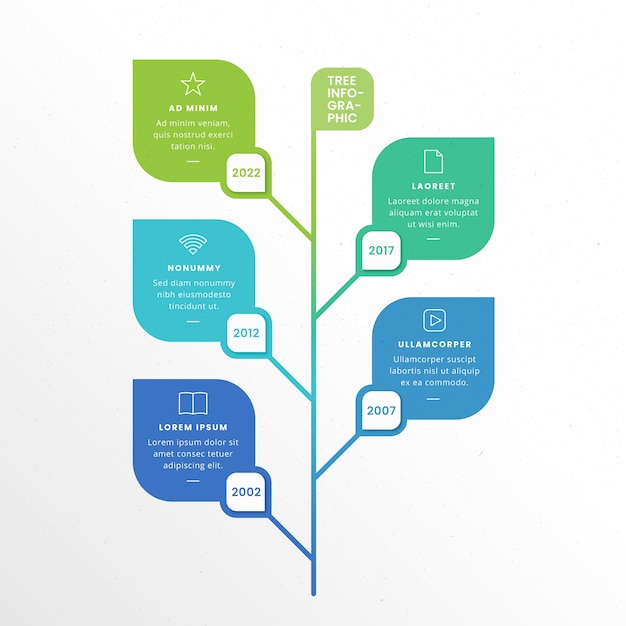 Vector gratuito plantilla de árbol infográfico de diseño plano