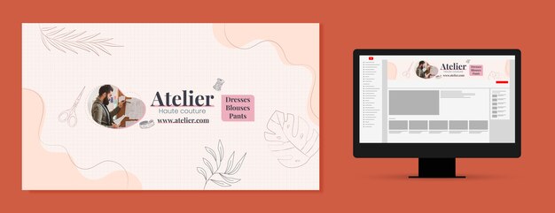 Plantilla de arte de canal de youtube de atelier dibujada a mano