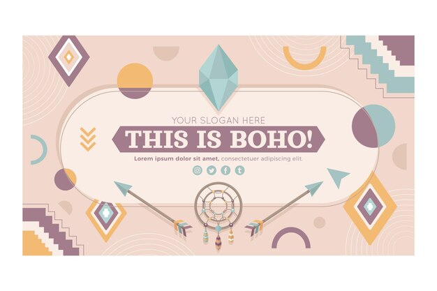 Plantilla de arte de canal de youtube boho plano