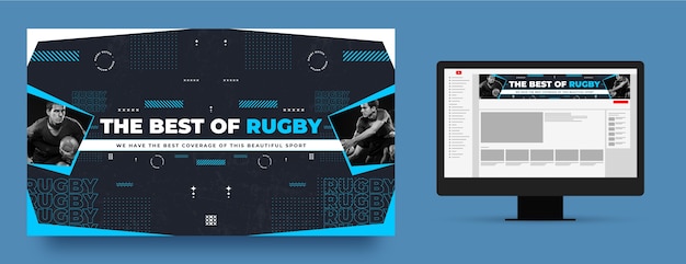 Plantilla de arte de canal de youtube para campeonato de rugby