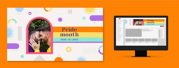 Plantilla de arte de canal de youtube para la celebración del mes del orgullo