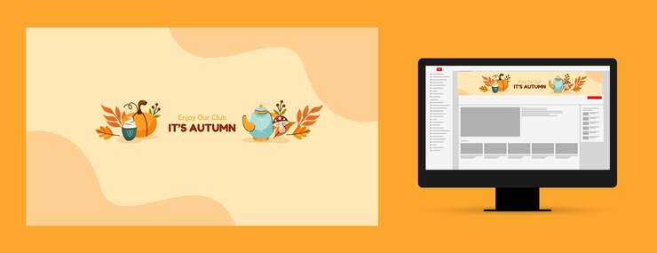 Vector gratuito plantilla de arte del canal de youtube para la celebración de la temporada de otoño