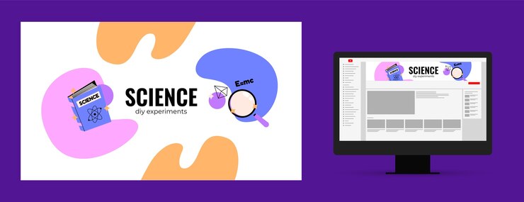 Vector gratuito plantilla de arte de canal de youtube de ciencia degradada
