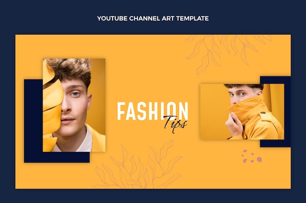 Plantilla de arte de canal de youtube de desfile de moda de diseño plano