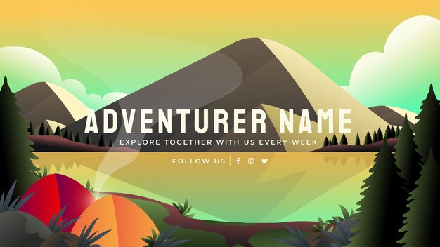 Vector gratuito plantilla de arte de canal de youtube de gradient adventure